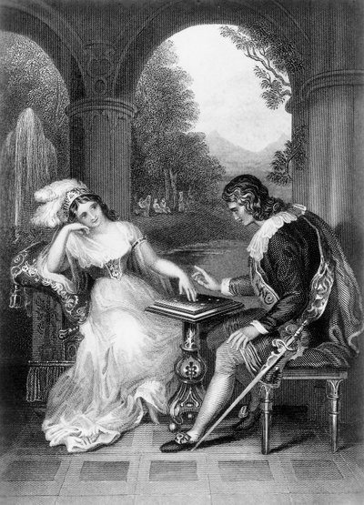 Ilustração de uma obra de George Gordon Byron (1788-1824), gravura, das Obras completas de Lord Byron de George Gordon Byron