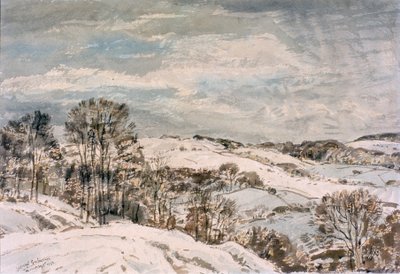 Inverno em Wensleydale (lápis e aquarela sobre papel) de George Graham