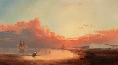 Envio ao largo da costa inglesa, pôr do sol (óleo sobre tela) de George Gregory