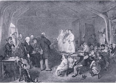 Catequizando em uma sala de escola, da revista de arte de 1893, Cassell and Company, 1893 de George Harvey