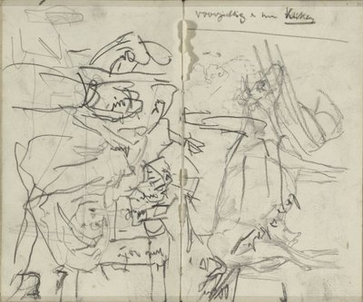 Folha de estudo com figuras e uma vaca de George Hendrik Breitner