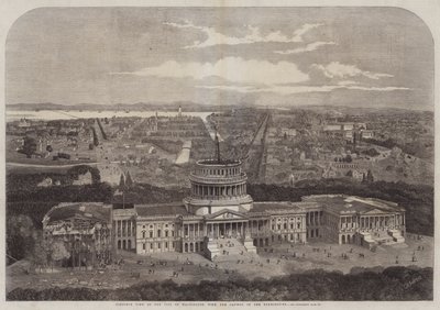 Vista Birdseye da cidade de Washington, com o Capitólio em primeiro plano de George Henry Andrews