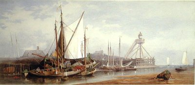 Dutch Fishing Harbour (aguarela sobre papel) de George Henry Andrews