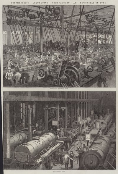 Fabricação de locomotivas de Stephenson em Newcastle-on-Tyne de George Henry Andrews