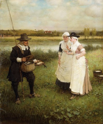 Isaac Walton e as Milkmaids, 1888 de George Henry Boughton