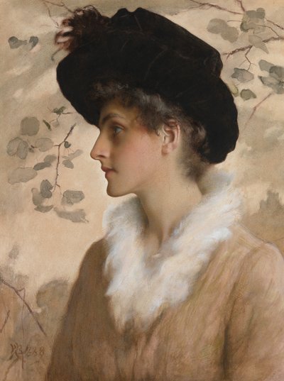 Retrato de uma senhora, 1888 (wc com bodycolour no papel) de George Henry Boughton