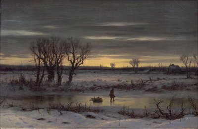 Crepúsculo de inverno perto de Albany, 1858 (óleo em linho) de George Henry Boughton