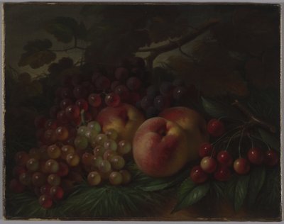 Pêssegos, uvas e cerejas, c.1860-70 (óleo sobre tela) de George Henry Hall