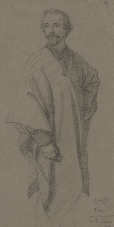 Auto-Retrato, 1870 (grafite em papel de parede marrom) de George Henry Hall