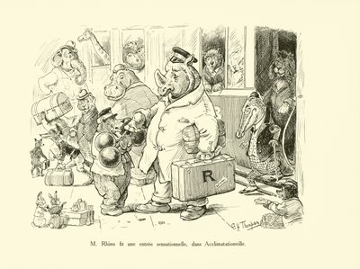 O Sr. Rhino fez uma entrada sensacional em Acclimatationville (litografia) de George Henry Thompson