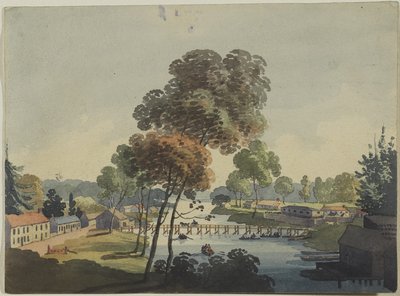 Aldeia de Chippawa perto das Cataratas do Niágara, c.1801 (wc em papel tufado) de George Heriot