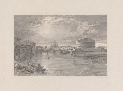 Roma; Ponte e Castelo de St. Angelo no Tyber de George Hollis