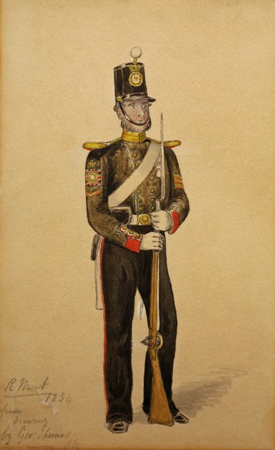 Sargento de Cor da Artilharia Marinha Real, 1854 (wc no papel) de George Housman Thomas