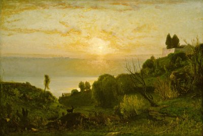 Lago Albano, pôr do sol, c. 1874. de George Inness
