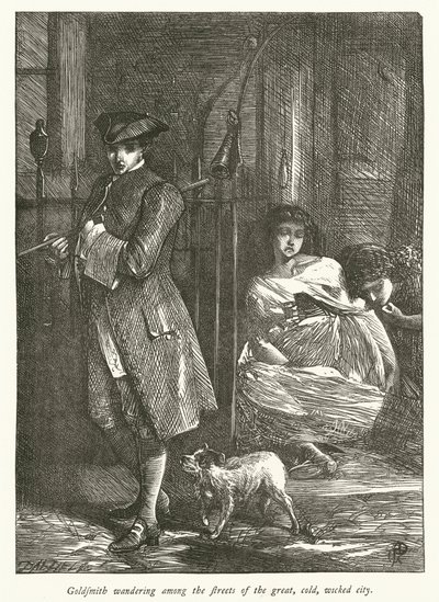 Ourivesaria vagando entre as ruas da grande, fria e perversa cidade (gravura) de George John Pinwell