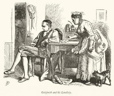 Oliver Goldsmith e a sua senhoria (gravura) de George John Pinwell