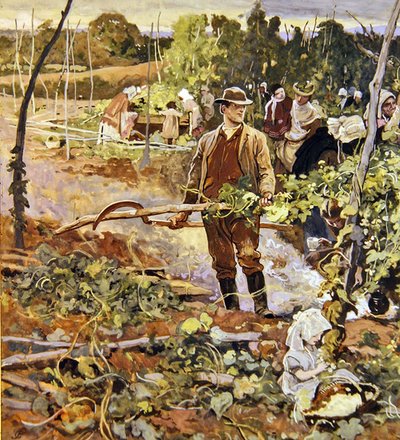 Os Gleaners (lápis e aguarela sobre papel) de George John Pinwell