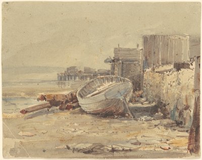 Navio encalhado, c.1880 (aguarela) de George Loring Brown