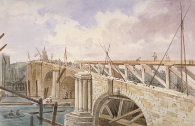 Trabalho de demolição sendo realizado na ponte Blackfriars, 1864 de George Maund