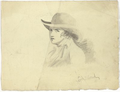 Busto de jovem com chapéu (anverso); cabeça de anjo (verso) de George Morland