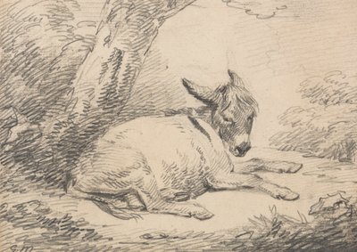 Estudo de um burro debaixo de uma árvore de George Morland