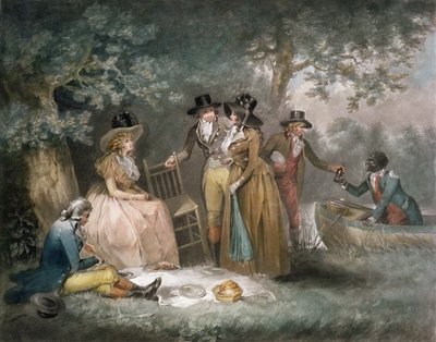 The Anglers &39;Repast, gravado por William Ward (1766-1826), pub. por JR Smith, 1789 (gravura em mezzotint) de George Morland