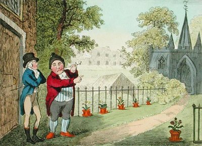 Shewing a Garden, gravado por Isaac Cruikshank (1756-c.1811), publicado em 1796 (aquatint) de George Moutard (after) Woodward