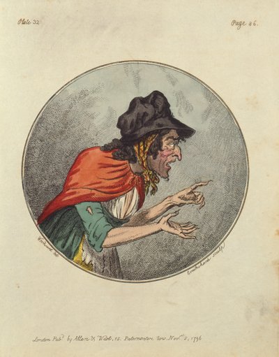 Desenho de uma velha, gravado por Isaac Cruikshank de George Moutard Woodward