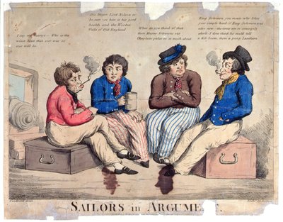 Marinheiros em Argumento, gravados por Roberts (gravura colorida) de George Moutard Woodward