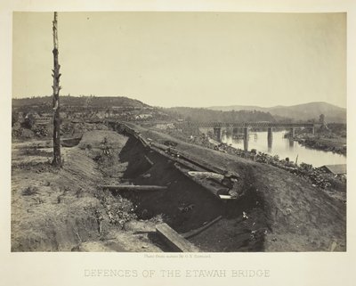 Defesas da Ponte Etawah, 1866. de George N. Barnard