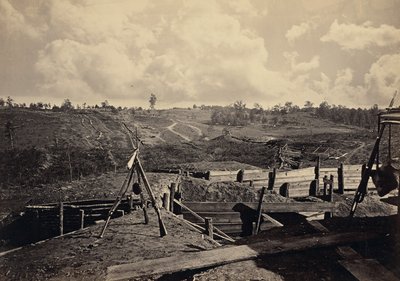 Trabalhos dos rebeldes em frente de Atlanta, Geórgia. No. 5 de George N. Barnard