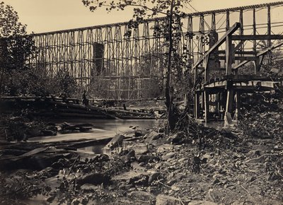 Ponte de cavaletes em Whiteside de George N. Barnard