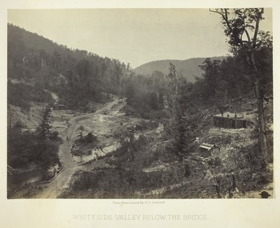 Vale de Whiteside abaixo da ponte, 1864. de George N. Barnard