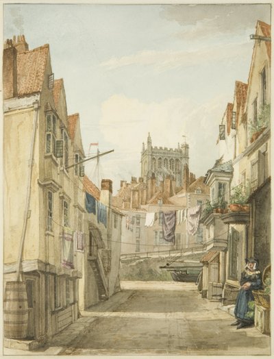 Alderskey Lane (lápis e aguarela sobre papel) de George Orleans Delamotte