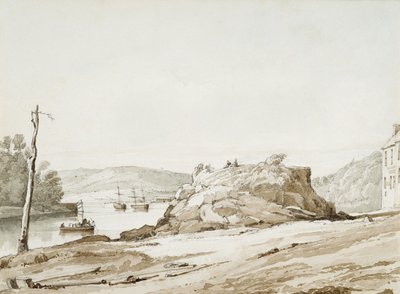 Balsa de Briton (lavagem a sépia e lápis sobre papel) de George Orleans Delamotte