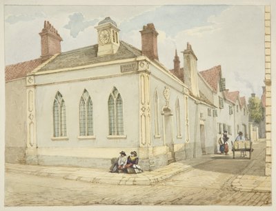 Trinity Chapel and Almshouse (lápis e aguarela sobre papel) de George Orleans Delamotte