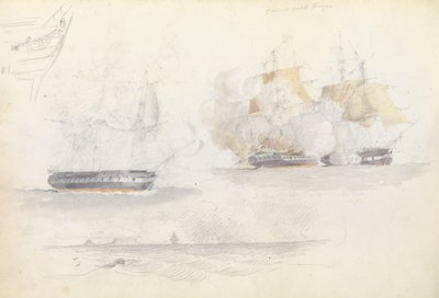 Quatro estudos de navegação, incluindo a ação de uma fragata de George Pechell Mends