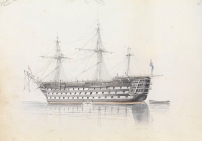 HMS "Trafalgar" em Grand Harbour, Malta de George Pechell Mends