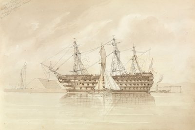 HMS "Trafalgar" ao largo de Sheerness, a partir do "Shannon", 28 de dezembro de 1850 de George Pechell Mends