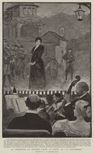 Uma impressão de Madame Calve, como Anita, em La Navarraise de George Percy Jacomb Hood