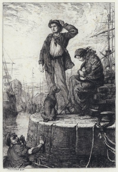 Emigrantes em Liverpool (gravura) de George Percy Jacomb Hood