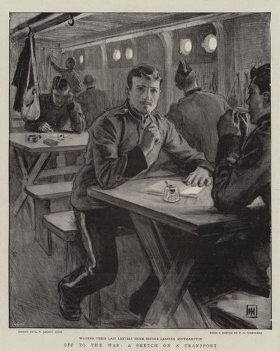 Fora para a guerra, um esboço em um transporte de George Percy Jacomb Hood