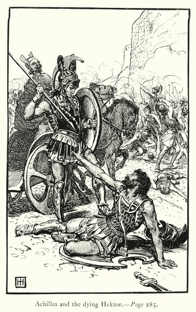 A Ilíada: Aquiles e o moribundo Hektor (gravura) de George Percy Jacomb Hood