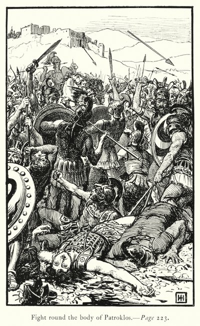 A Ilíada: Luta à volta do corpo de Patroklos (gravura) de George Percy Jacomb Hood