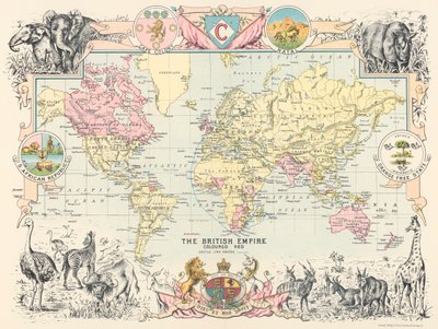 Mapa do império mundial britânico, do Castle Line Atlas of South Africa de George Philip