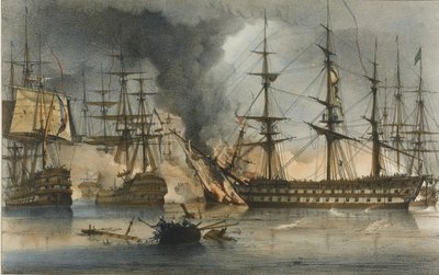A Batalha Naval de Navarino em 20 de outubro de 1827 de George Philip Reinagle
