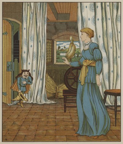 Ilustração para Rumpelstiltskin por The Brothers Grimm de George R. Halkett