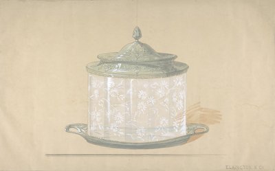 Projeto para uma caixa de vidro com base e tampa de prata, 1820-65. de George Richards Elkington