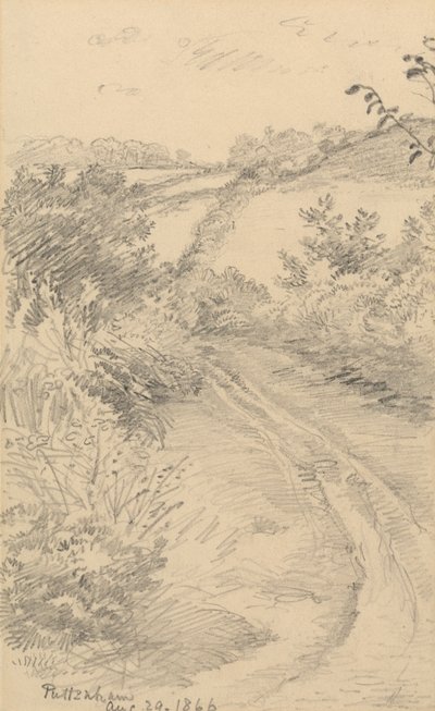 Uma Pista Ocupada com um Campo Além de George Richmond