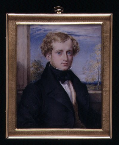 Retrato miniatura de um homem desconhecido, possivelmente um Sr. Ashby. de George Richmond